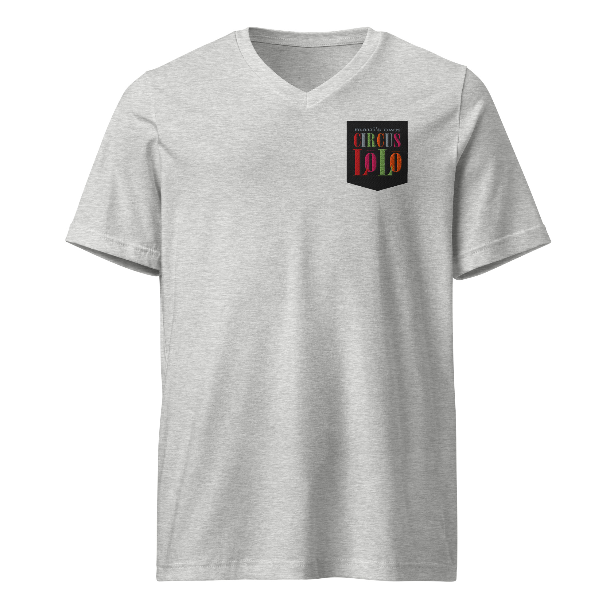 Circus Lolo Embroidered Not Pocket Logo Unisex Short Sleeve V-Neck T-Shirt - Image 5
