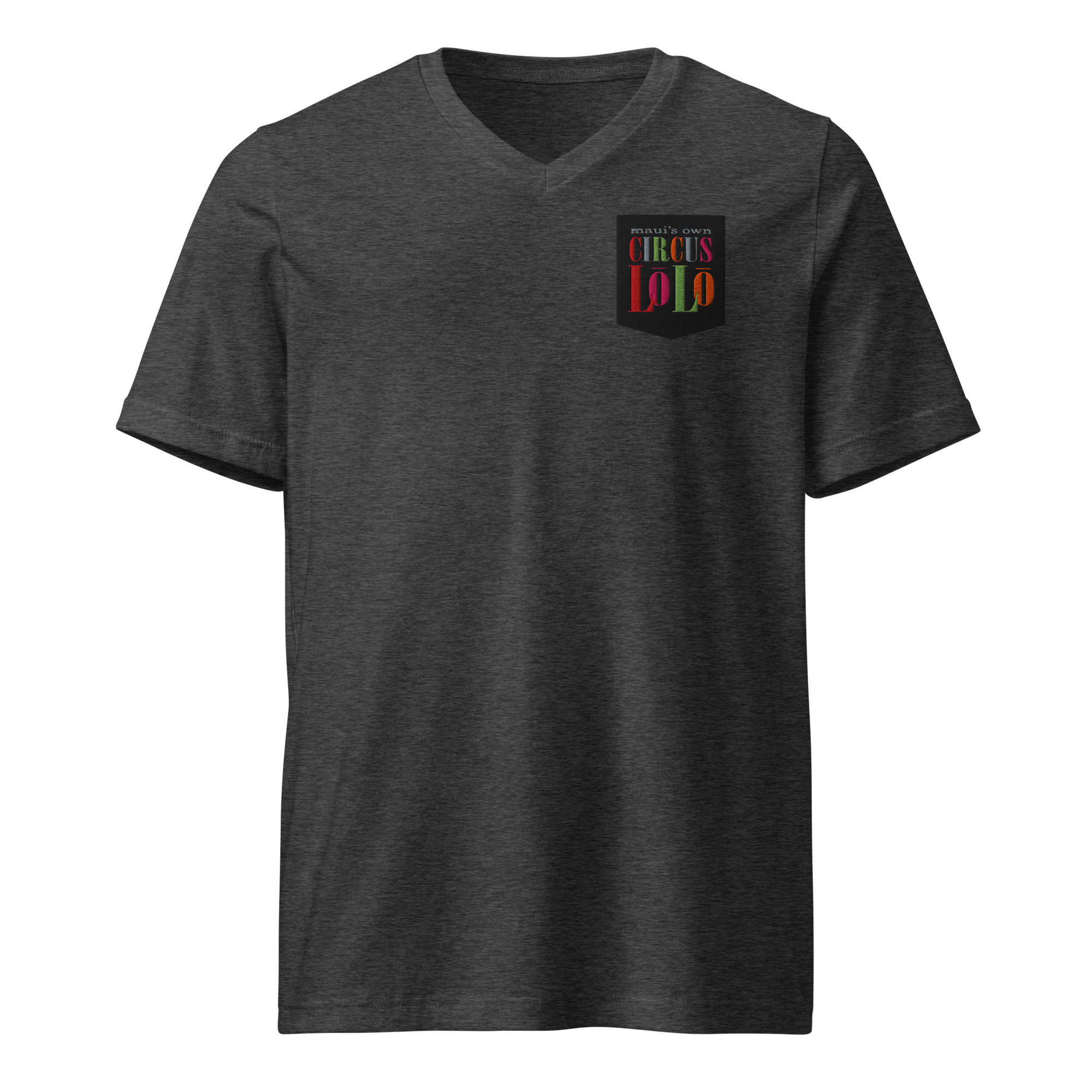 Circus Lolo Embroidered Not Pocket Logo Unisex Short Sleeve V-Neck T-Shirt - Image 4